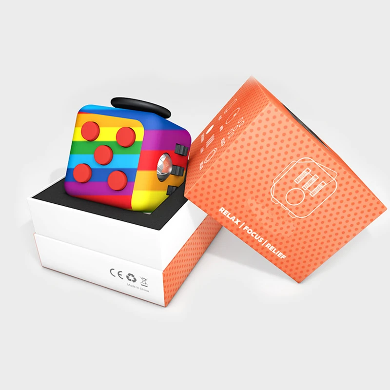 

Hand Cube For Anxiety Relief Focus Kids 6 Sides Magic Button Anti Stress Cube Vinyl Desk Spinner Toys 3.3cm Relaxation