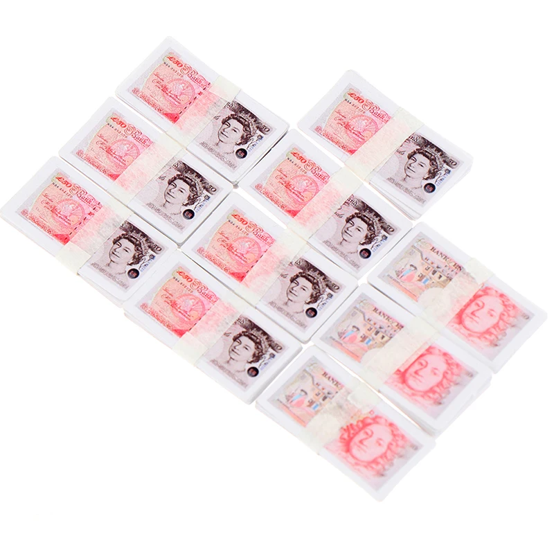 150 Sheets 1/12 Dollhouse Miniature Pound Paper Money Model Toys Accessories 3*1.5*0.15cm |