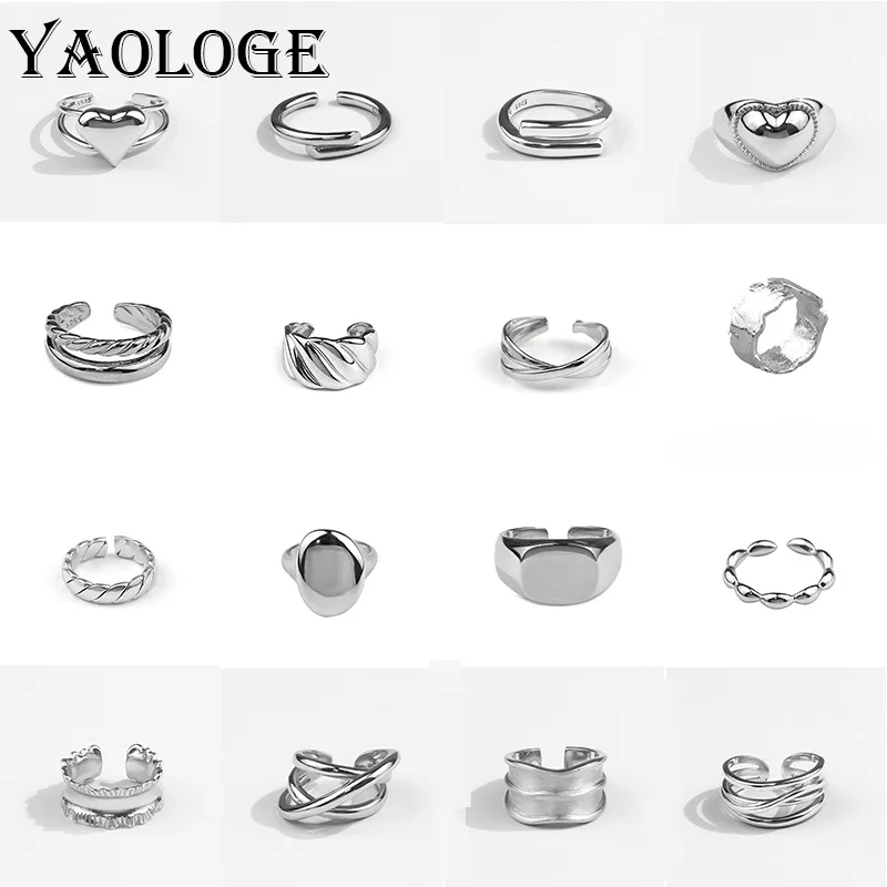 

YAOLOGE 925 Sterling Silver Korean Couple Ring Simple Fashion Silver Color Trendy Irregular Ladies Ring Jewelry Wholesale