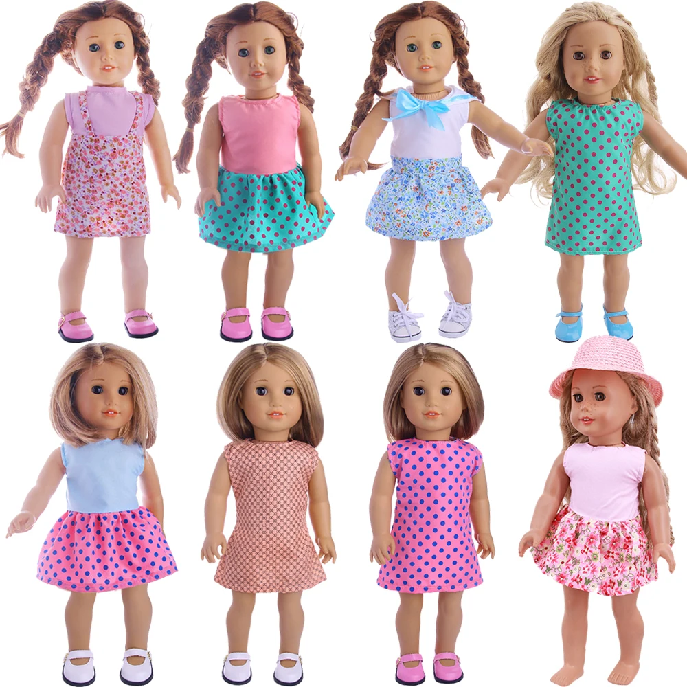 Discount Doll Clothes Mini Dots Skirt Dress Fit 18Inch American &amp43cm Zaps Reborn Baby Generation Girls Toys Limited Low Price | Игрушки и