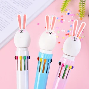 10 цветов милый кролик мультфильм Шариковая ручка для школы канцелярские товары Papelaria Escolar забавные красочные ручки для пополнения