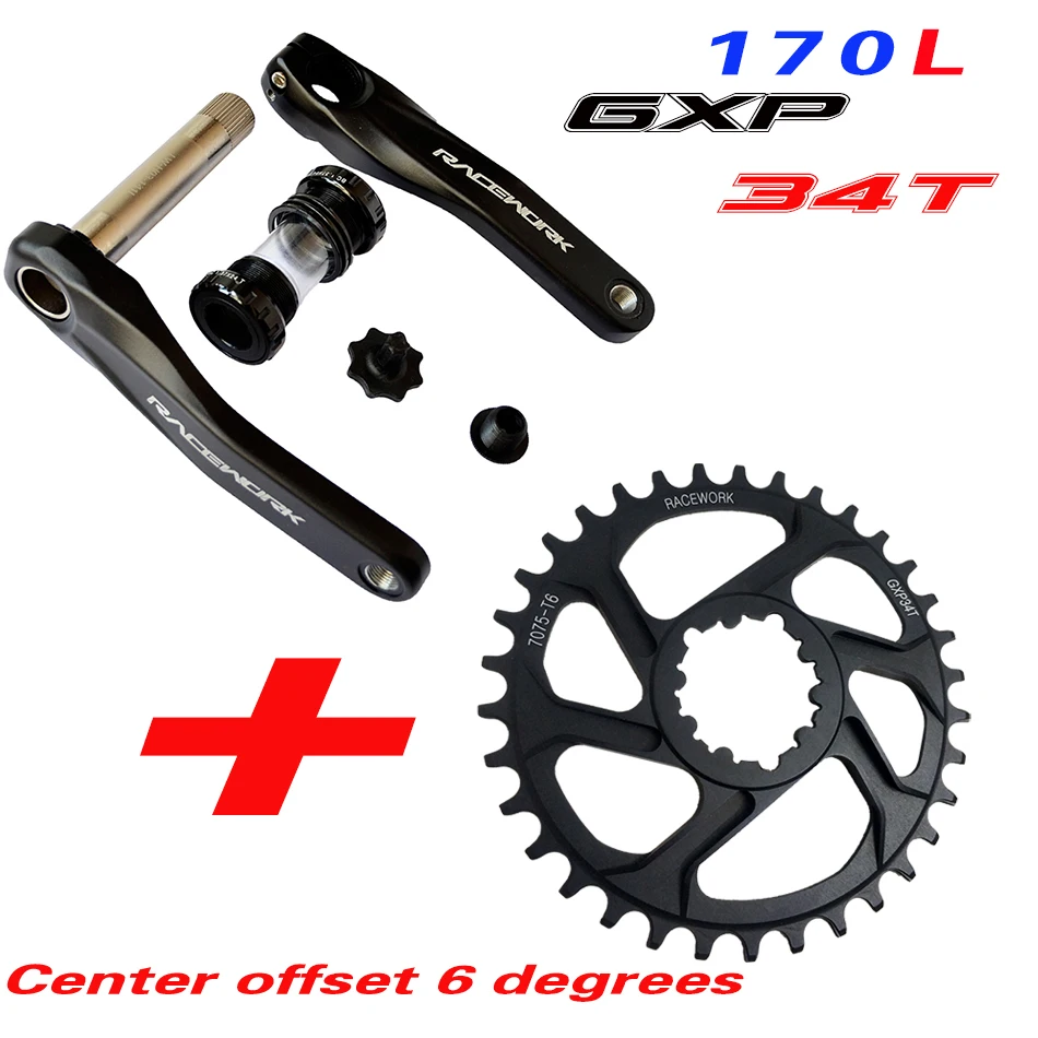 GXP34T 6degrees Fahrrad kurbel гоночный велосипед MTB GXP Kurbel алюминиевый легиер Mit Boden Kurbel 170 crank platte rot 32 T 34 T 36 T 38 T - Цвет: GXP34T 6degrees