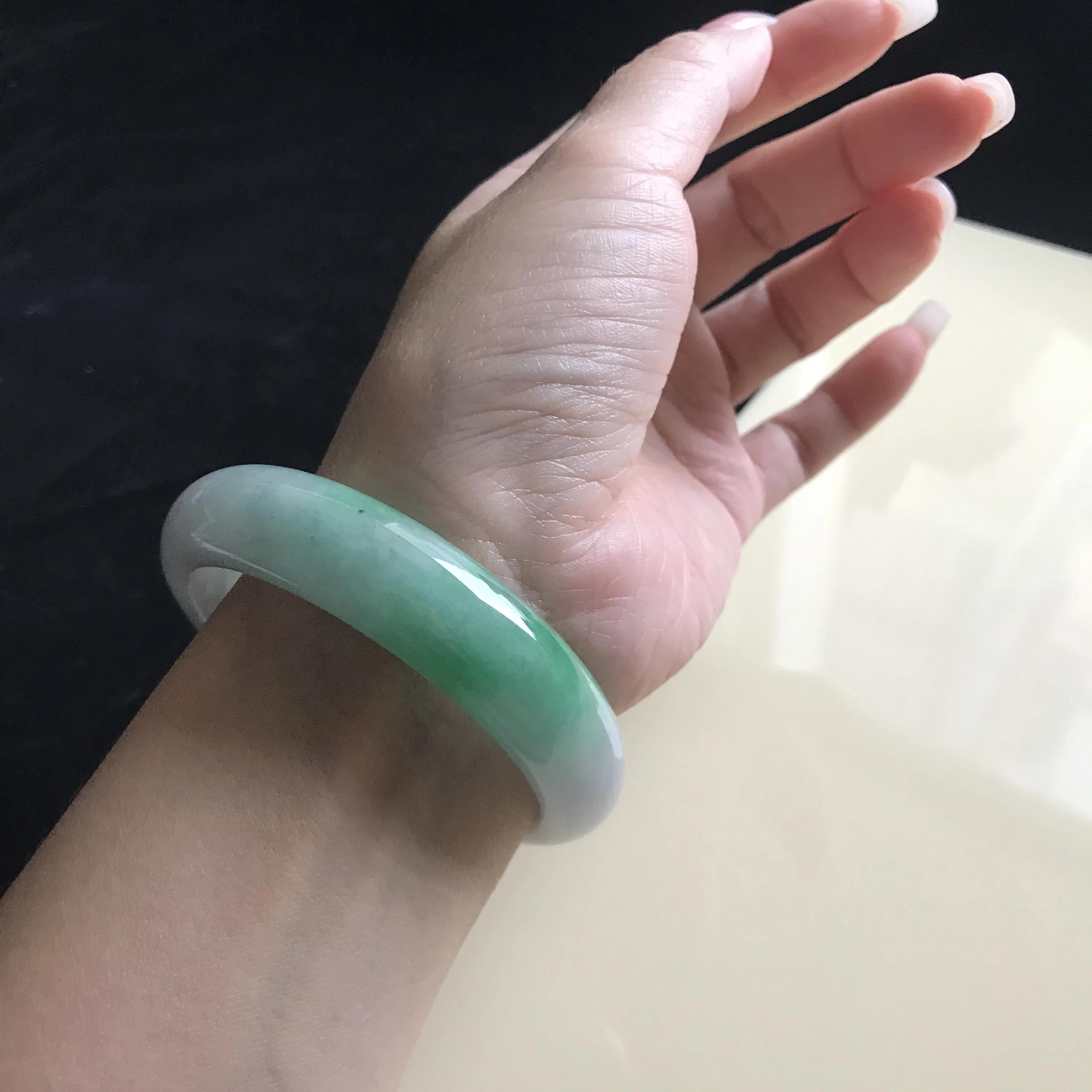 

Burma 100%Genuine High-end Jadeite Bracelet Jewelry Jade Bangles For Women 55 mm(With Certificate)