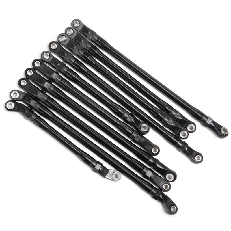 

10Pcs/Set Black CNC Alloy Rod Link Linkage Set with 2PCS Metal Splined Drive Shaft 90-127mm