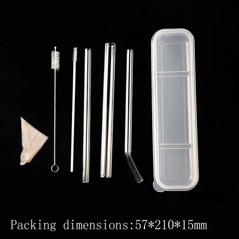 

Reusable Straws Kit Set + Cleaning Brush With Storage Case Straws Wide Flow for Drinking Juices Portable Glass Straws Kit