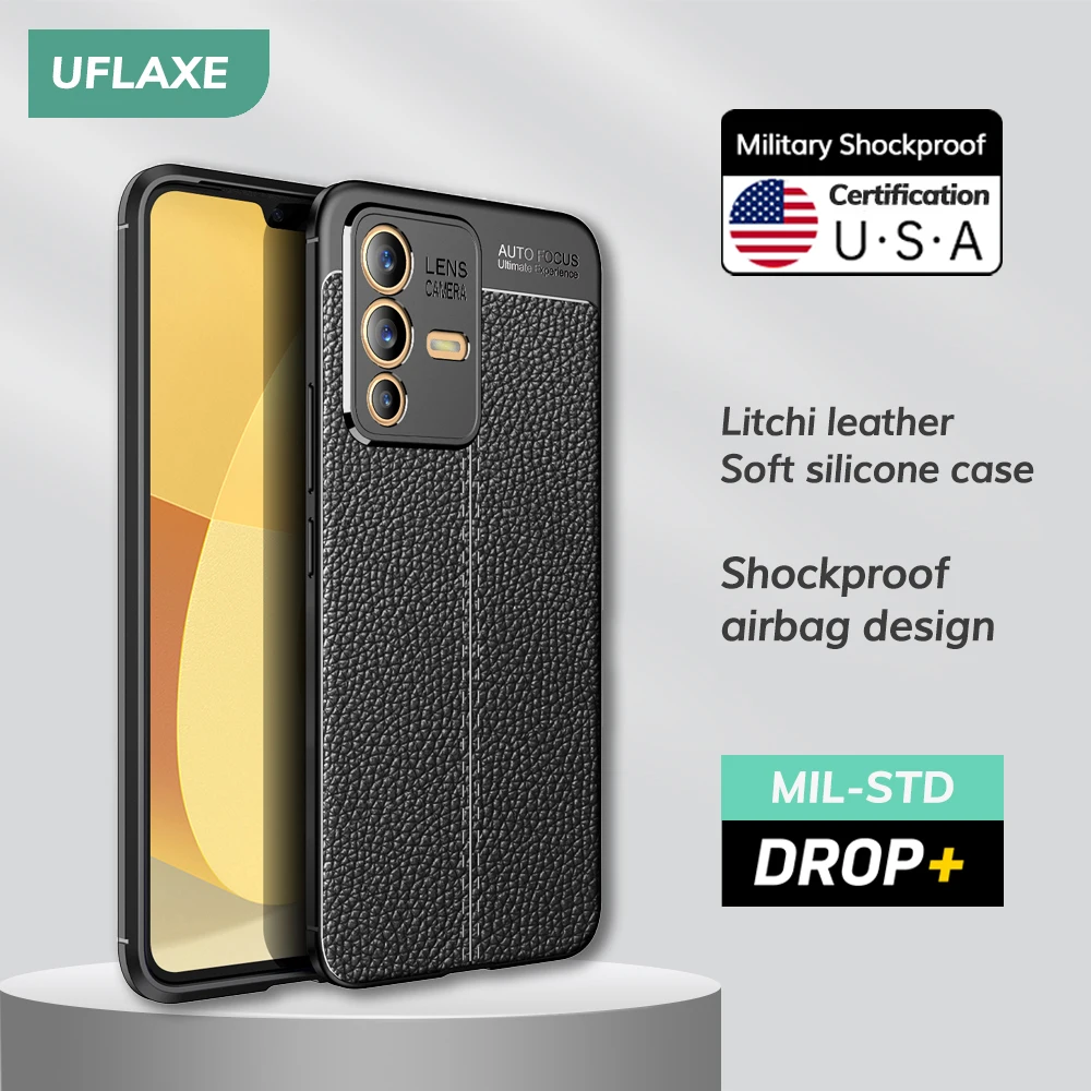 

Soft Silicone Shockproof Case for Vivo V23 Pro V23e 5G Litchi Leather Business Style Back Cover Casing