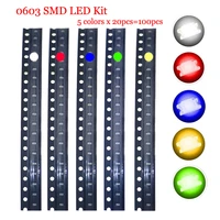 100pcslot smd led kit 0402 0603 0805 1206 1210 5730 5050 redgreenbluewhiteyellow led diode set 5 colors each 20pcs