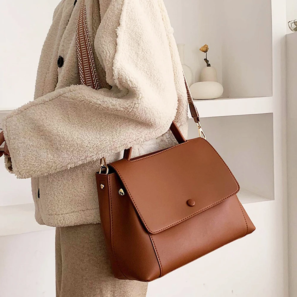 Модные сумки через плечо из искусственной кожи для женщин 2020 однотонная