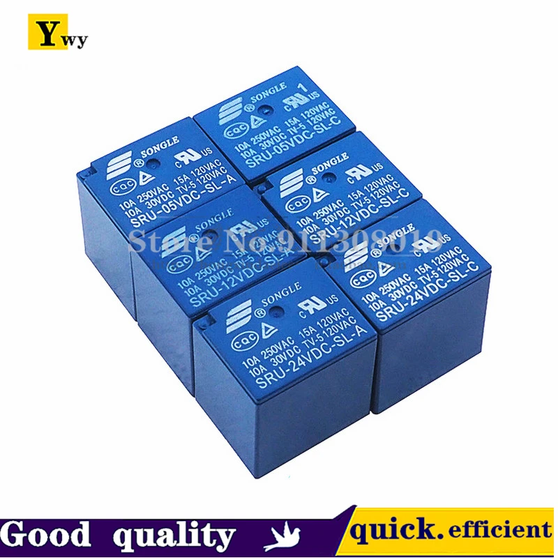 

5PCS/LOT SRU- 05 12 24VDC-SL-A/C 5V 12V 24V 10A 5-pin Songle Relay Components