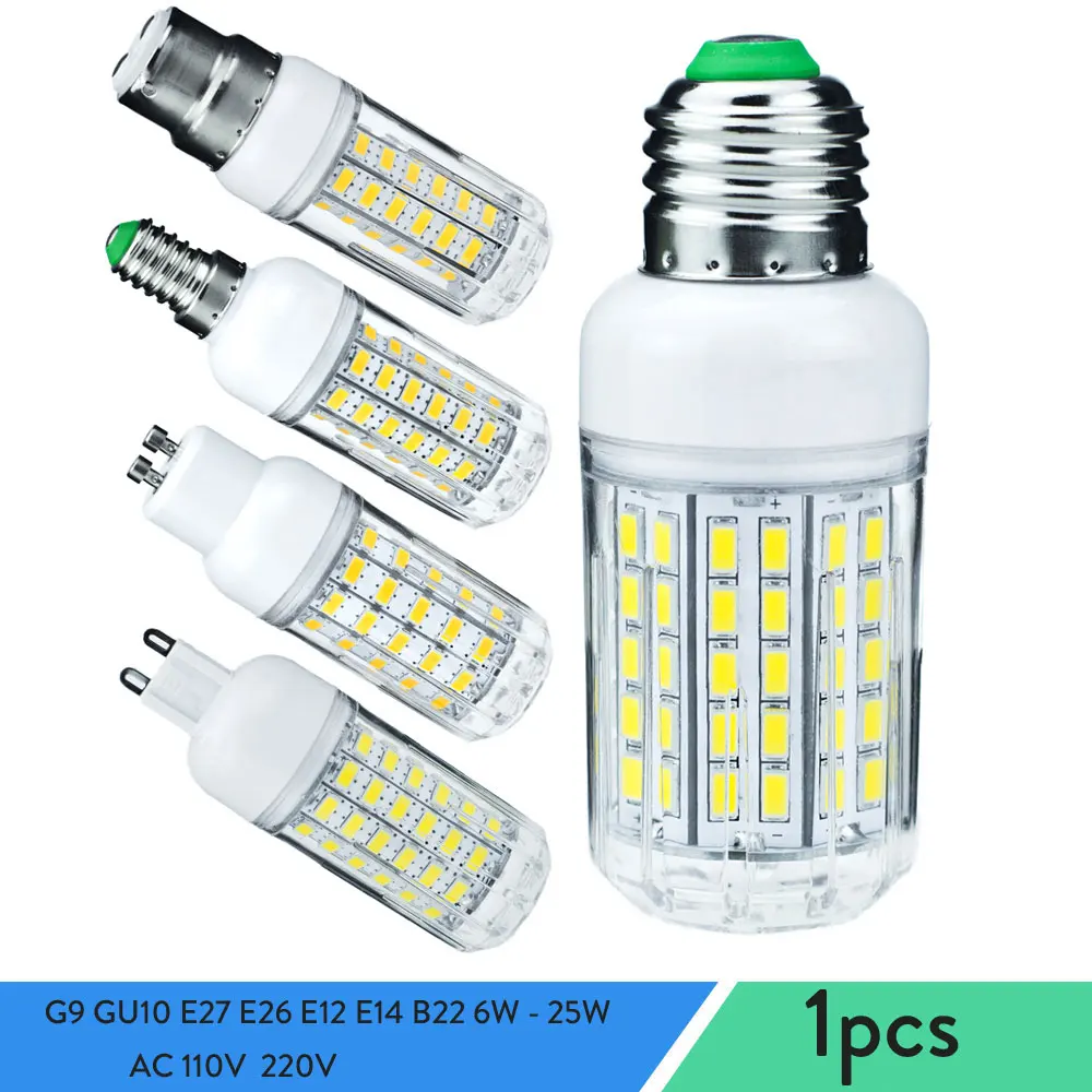 G9 GU10 LED Corn Light Bulbs E27 E14 B22 Spotlights 6W-25W Home White Table Lamps Indoor Lighting Ampoule AC 110V 220V 230V 240V