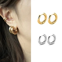 classic minimalist stainless steel chunky hoop earrings for women goldsilver color huggie circle ear rings jewelry accessories