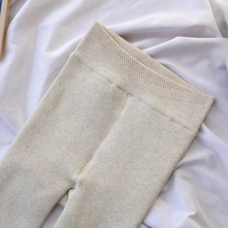 Зимние теплые плотные флисовые Колготки эластичные полосатые колготки из