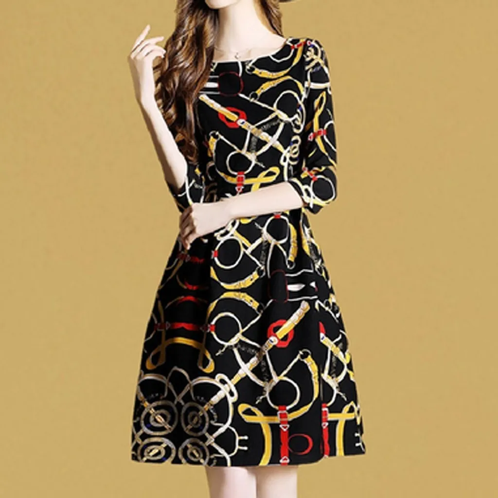 Новое летнее женское привлекательное облегающее платье с цепочкой и принтом без
