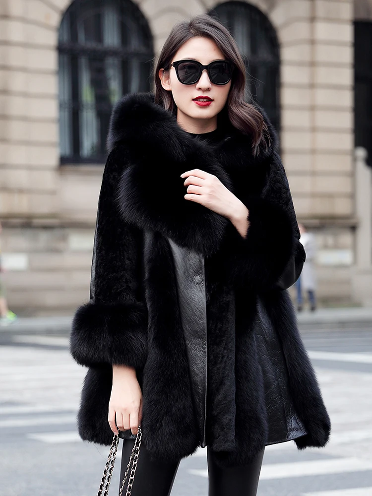 

Fur one coat women's middle and long 2020 new Fox Fur grass Haining leather sheep coat Korean version