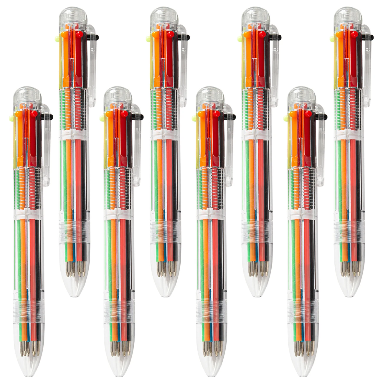 

10Pcs 6 Colors In 1 Transparent Fashion Multi Function Ballpoint pen Ball Pen School Office Supply Gift Pen