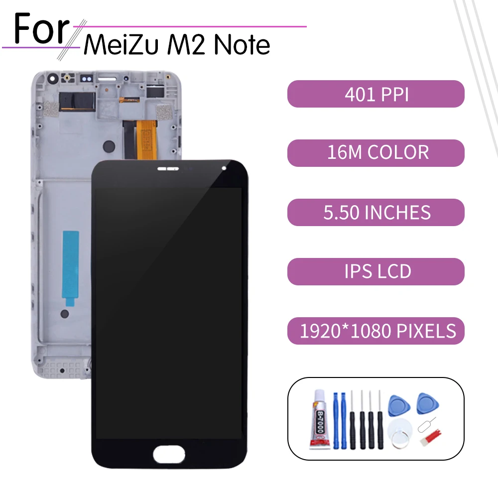 5 &quotОригинальный ЖК дисплей для MEIZU M2 Note Meizu 2 с рамкой замены M571|Экраны мобильных
