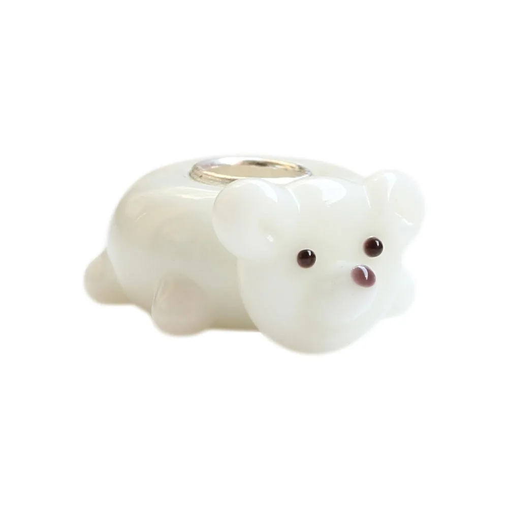 

Стеклянная бусина Wintry White Pal charm с цельной трубкой из стерлингового серебра. 925 штампованная Подходит для европейских змеиных цепочек и брасл...