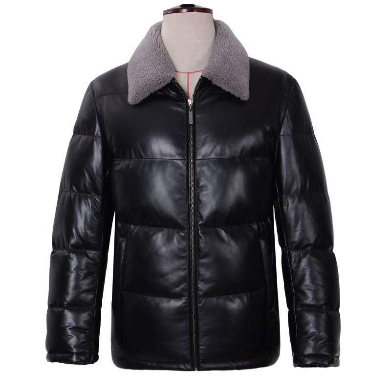 

Мужская теплая куртка из натуральной овечьей кожи, с шерстяным меховым воротником, 13-h04b # MF405