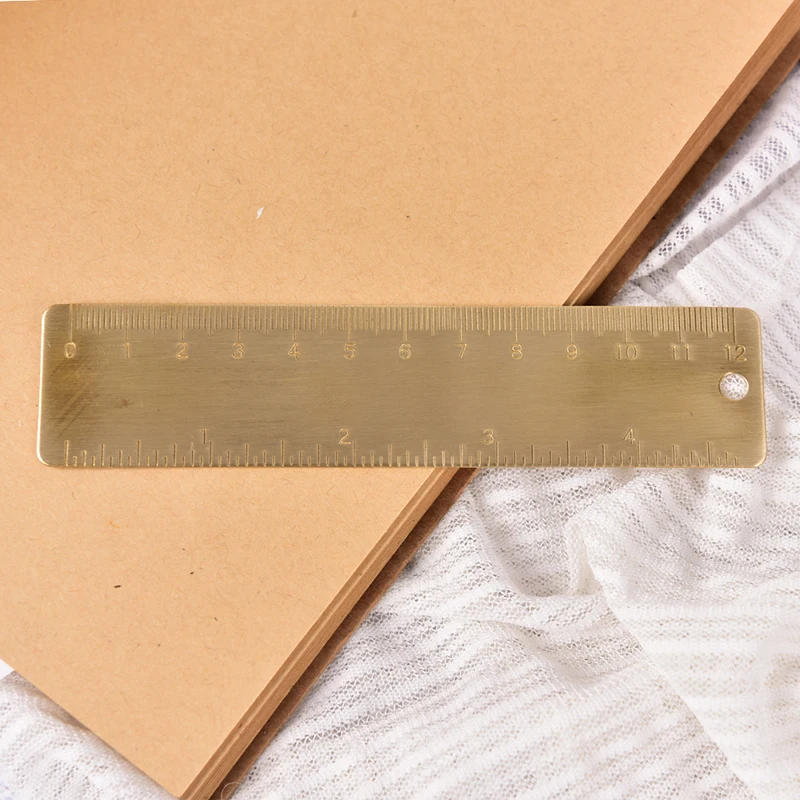 Brass Straight Ruler for School Office Stationery Metal Painting Drawing Tools Chancery Rose Gold Measuring Bookmark Mini | Канцтовары
