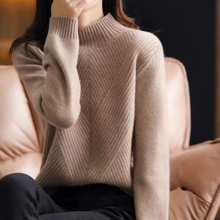 Плотный зимний свитер женский теплый белый пушистый джемпер с ложным воротником