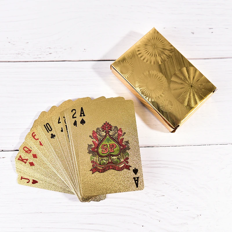 

Gold Playing Cards Plastic Poker Game Deck Foil Magic Cards Waterproof Card Gifts Collection Gambling Board Game Accessories