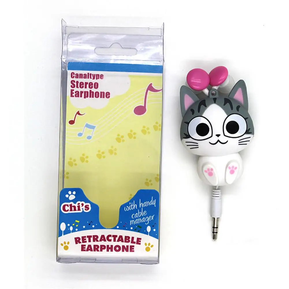 3 5 мм Проводная Выдвижная Гарнитура-вкладыш мультяшный Кот/Панда наушники-клипсы