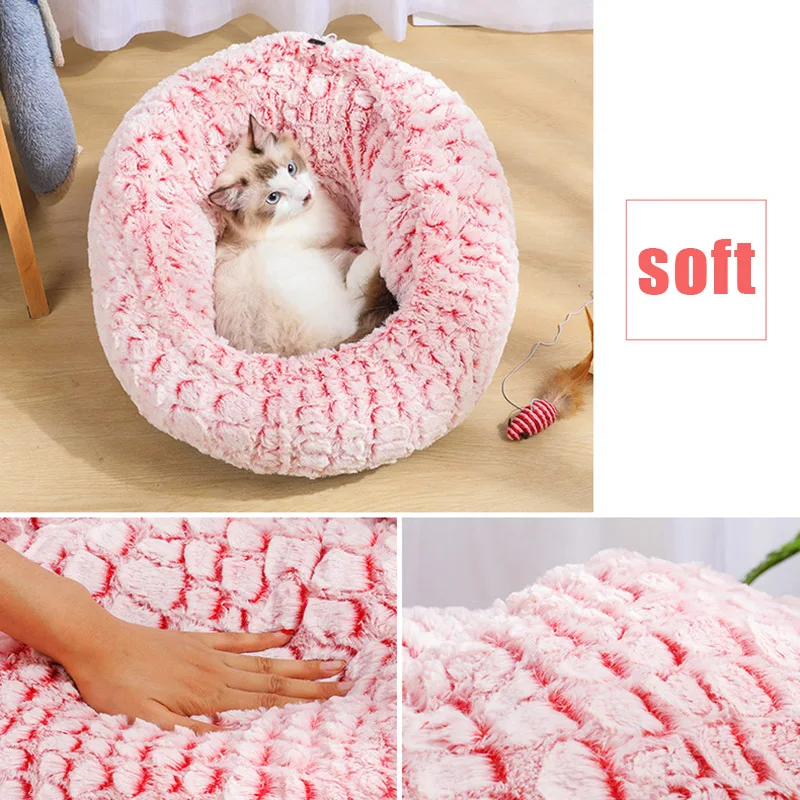 

Round Plush Pet House Soft Warm Dog Kitten Cushion Sleeping Pad Bed for Four Season AUG889
