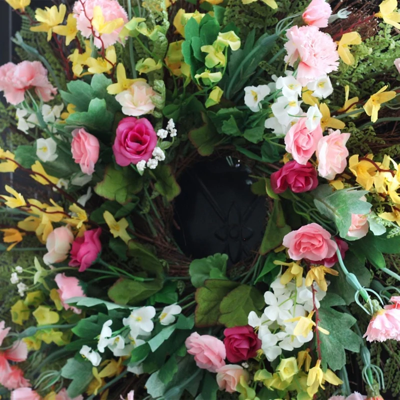 

Carnation Flower Wreath Handmade Artificial Floral Garland for front Door Wall Wedding Party Home Decor