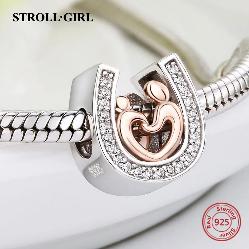 Strollgirl Серебро 925 Подвески любовник из рук в руки бусинами подходят кулон Пандора браслет DIY Jewelry аксессуары для подарков