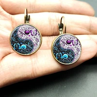 purple blue butterfly tai chi crystal alloy earrings gifts for women