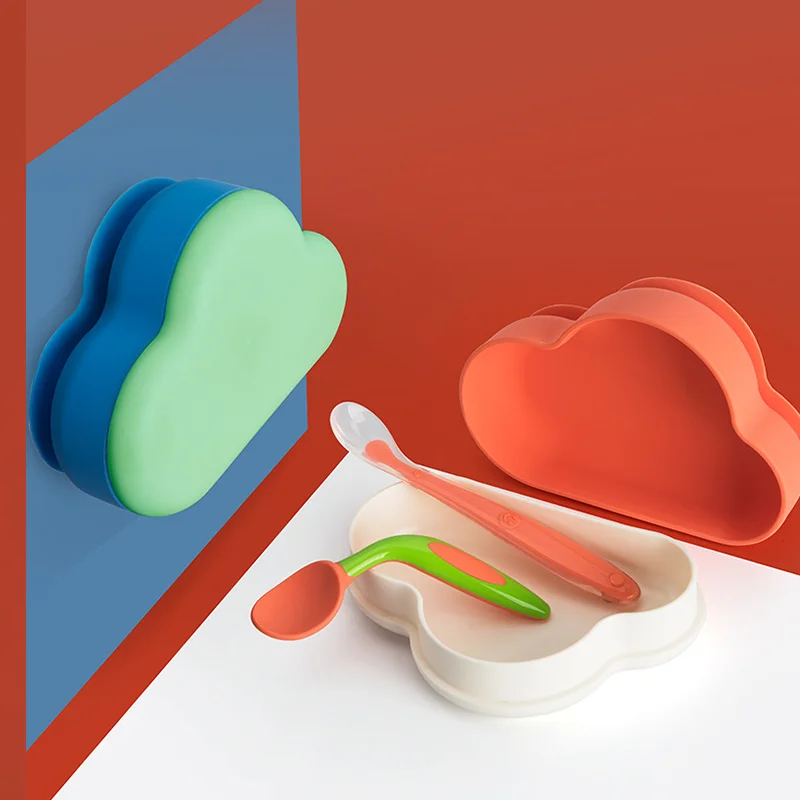 1 Набор детская силиконовая тарелка набор для кормления с милыми облаками