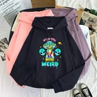 Толстовка Женская осенне-зимняя с капюшоном и принтом пришельцев, Y2K