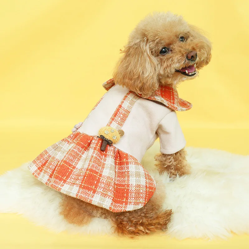 

Dog Clothes Winter Clothes Pet Supplies Clothing Suspender Plaid Skirt Cat Thick Spring and Autumn Pet Clothes for Dog