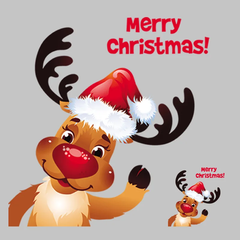 

Patch Merry Christmas Elk Vinyl Heat Transfer Stickers Appliques for Clothing Cartoon Cute Deer Iron on Patches on Clothes