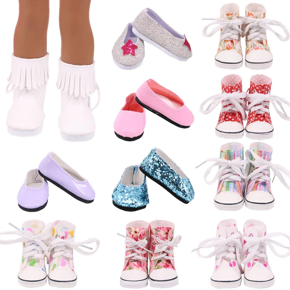 Цветные холщовые высокие туфли кожаные с закрытым носком для кукол Wellie Wisher и Paola