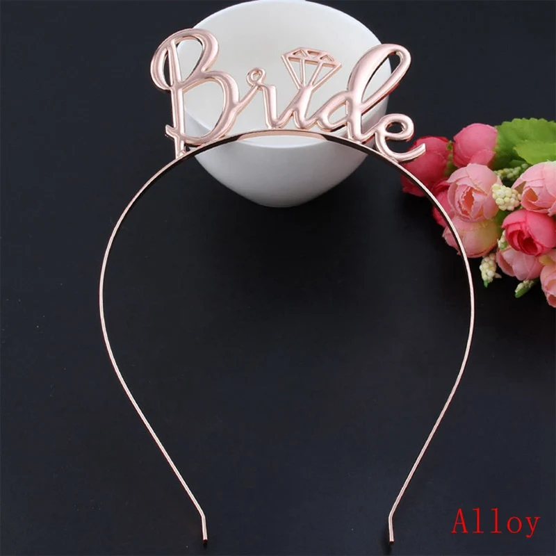 Bride Crown Hairband Girl Wedding Hair Accessories Rose Gold Silver Children Party Hoop Handmade Alloy Hairbands Marry Gift | Детская