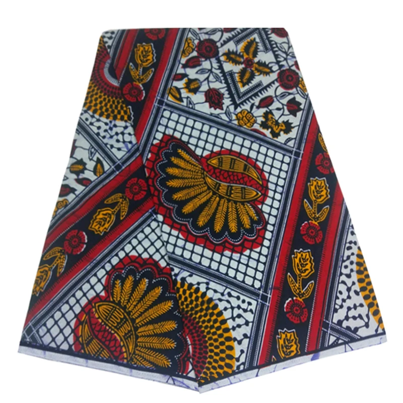 

100%Real African Style Ankara Wax Printed Fabric Cotton Veritable High Quality Sewing Material For Clothes By The Yards LB 4-34