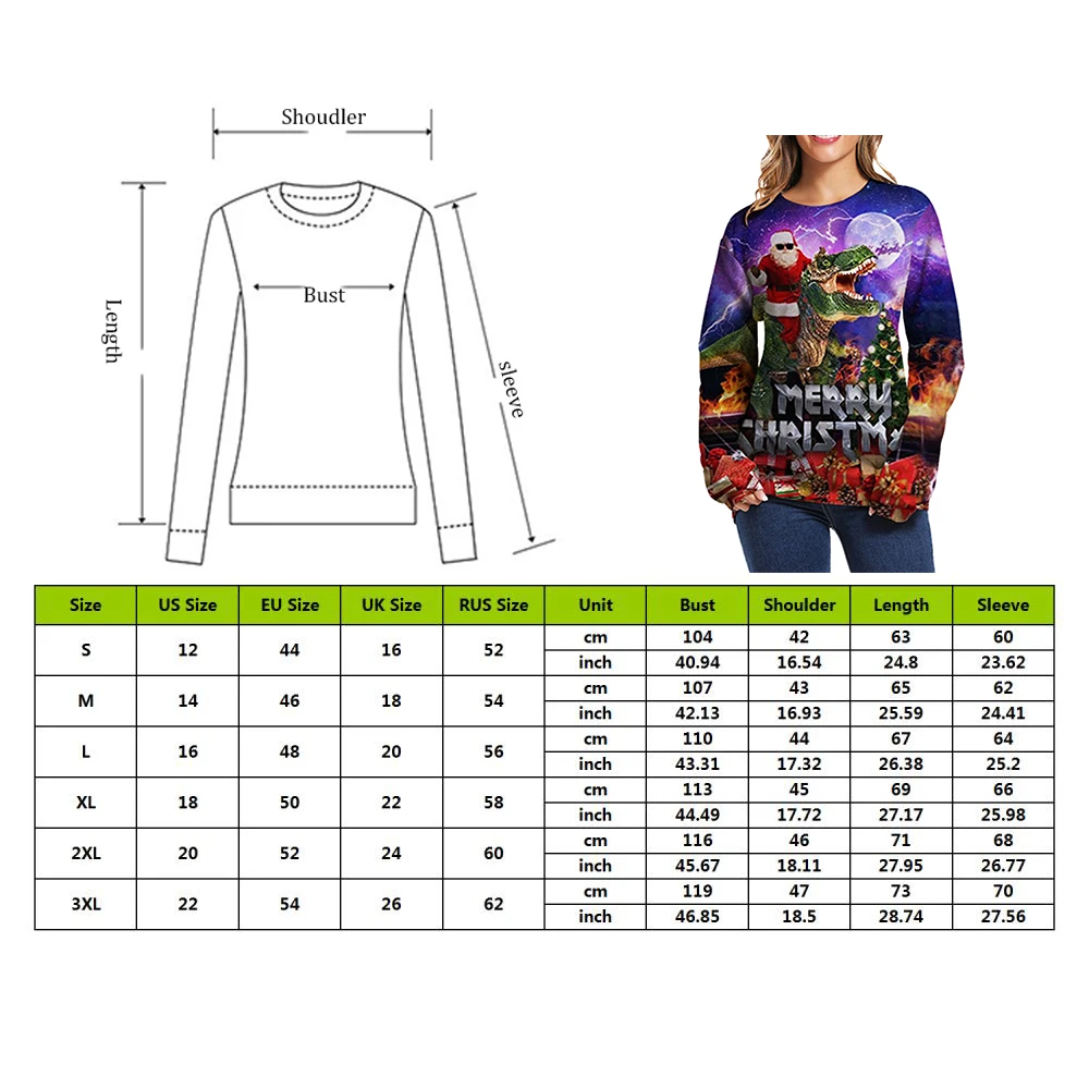 Унисекс женский мужской Рождественский свитер джемпер осенние Рубашки женские 3D