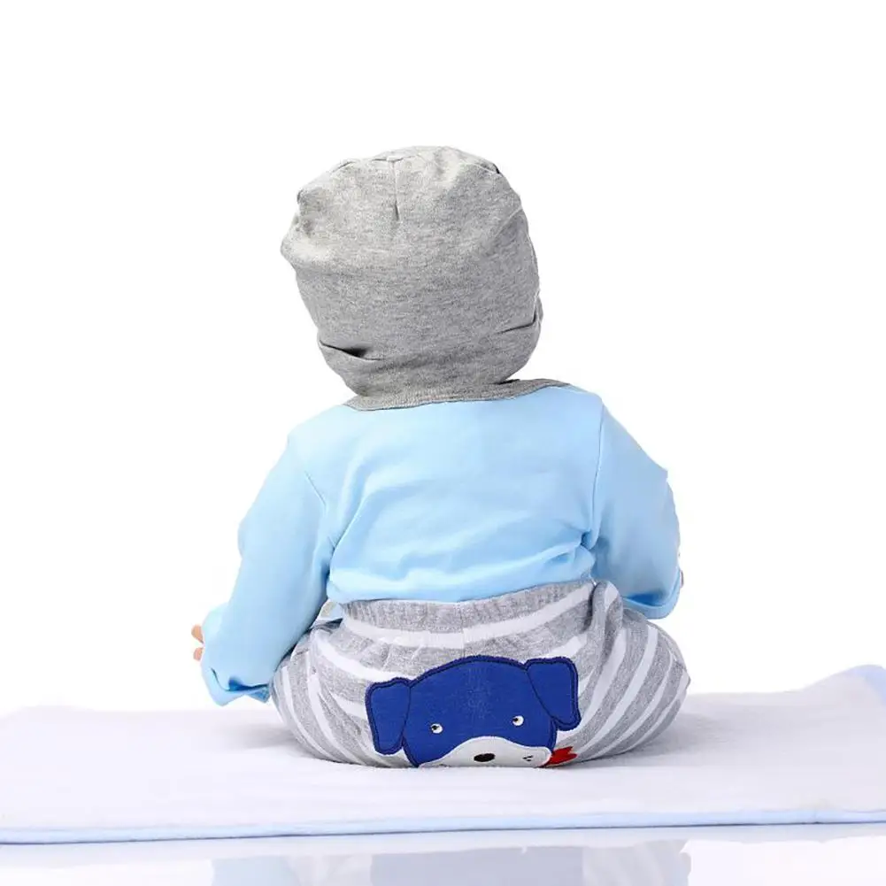 

Mini Pocket Cute Simulation Baby Kids Toy in Puppy Pattern Blue Clothes Funny Reborn Soft Lifelike Doll Simulation Bebe Doll Toy