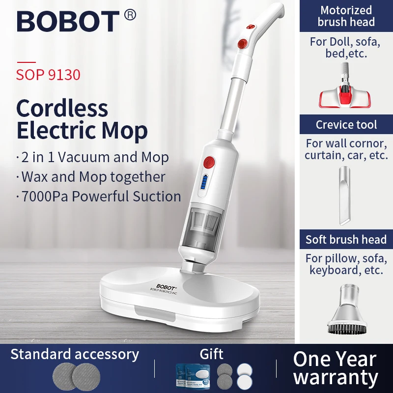 

Аккумуляторная электрическая швабра BOBOT SOP 9130, пылесос для уборки швабры, подметание с полными аксессуарами