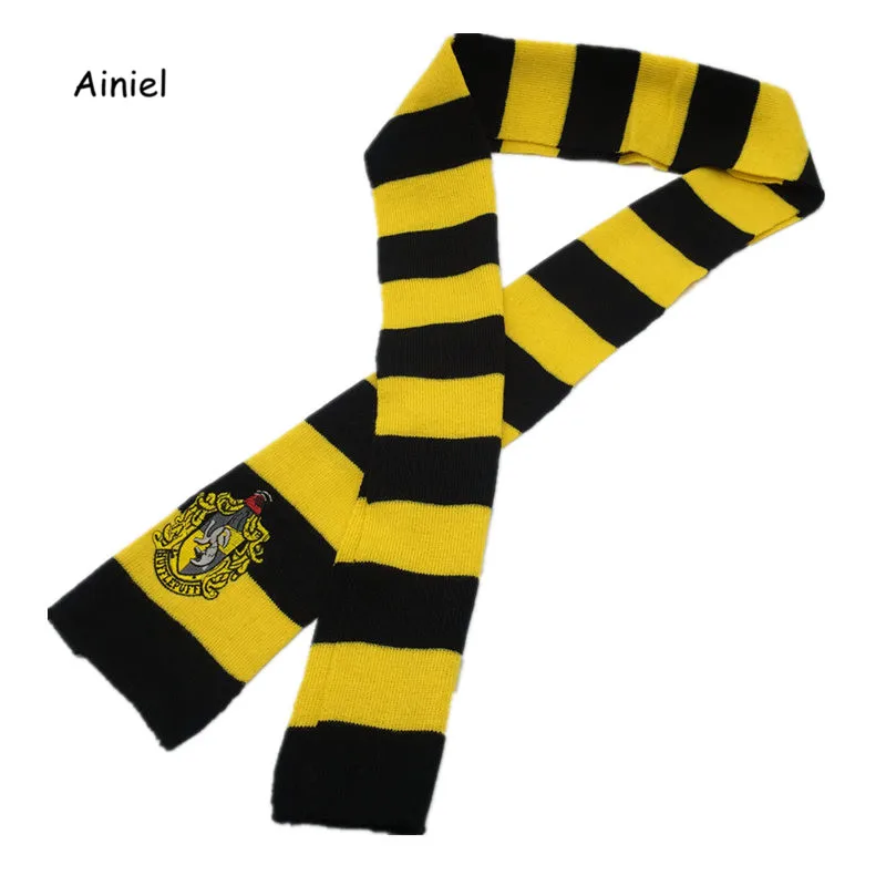 Hufflepuff scarf Айниель Хогвартс школьный шарф для косплея Гермионы грэнджер Костюм Гриффиндор Слизерин Hufflepuff Ravenclaw шарф шейный платок шарф - Цвет: Hufflepuff scarf