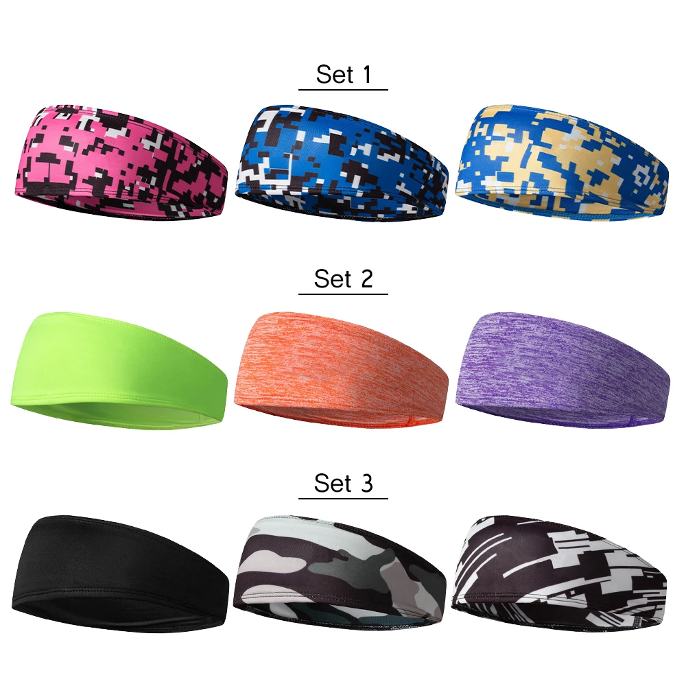 

3 PCS Headbands Sweatbands Women Men Head Bands for Sports Workout Exercise Cycling Hiking Tennis Basketball