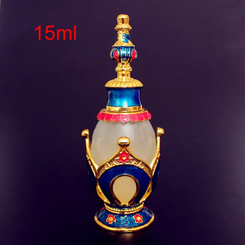 1PC 15ml Antiqued Alloy Metal Perfume Bottle Royal Essential Oils Bottle with Glass Dropper Middle East Weeding Decoration Gift