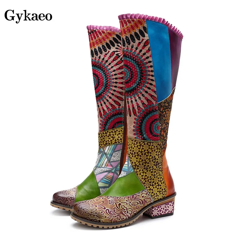 Gykaeo/женские ботинки из натуральной кожи в европейском и американском стиле для