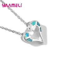 new luxury crystal cz opal heart pendant choker necklace 925 sterling silver chain necklaces for women wedding jewelry gifts