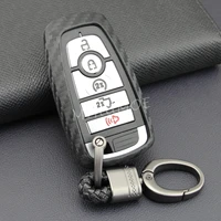 carbon fiber smart key fob case cover chain for ford fusion f150 explorer mondeo edge mustang focus lincoln continental corsair