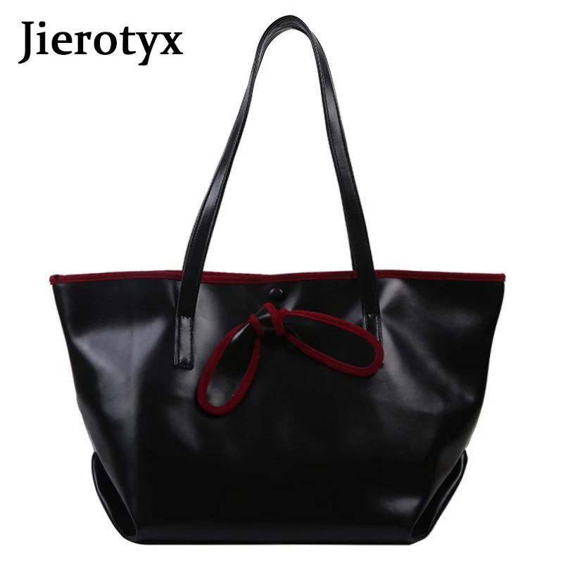 

JIEROTYX Fashion Bow-knot Women Handbag Large Capacity Bag High Quality PU Leather Shoulder Bags Ladies Wild Bags Sac A Main