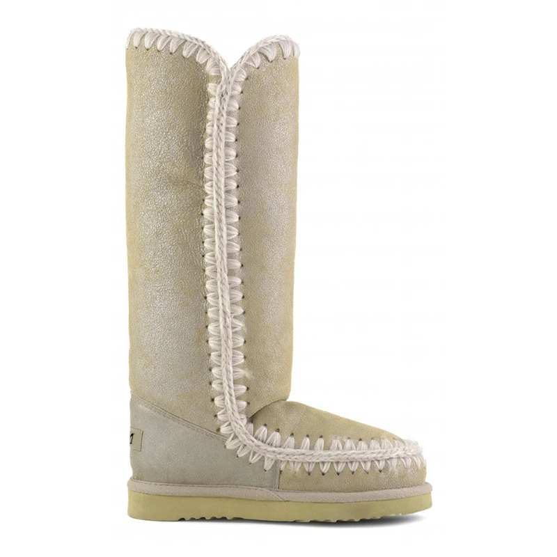 

2021 winter women knee high snow boots eskimo 40cm sheepskin luxury brand ladies long botas de nieve