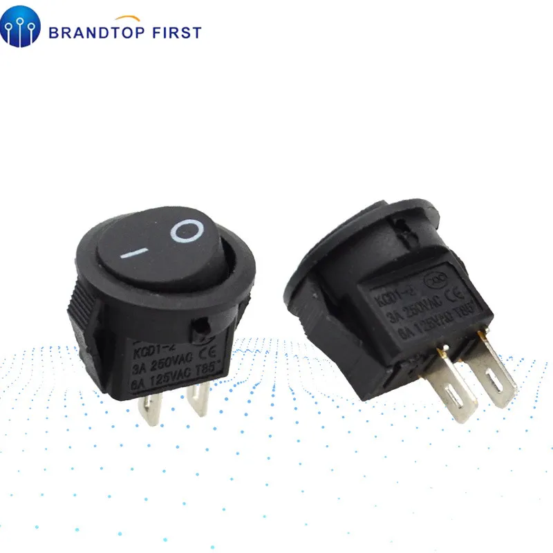 5 шт. 15 мм маленькие круглые черные 2 контактный 3A/250V 6A/125V кулисный переключатель