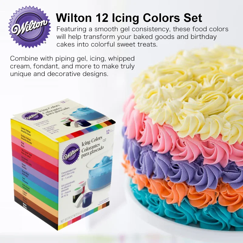 Pаспродажа Пигмент Wilton 12 цветов, набор, крем, торт, помадка, выпечка, цветная форма для торта